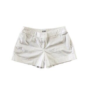 Express Chino Shorts Womens 10 White Cotton Stretch Pockets Cuffed Mid Rise